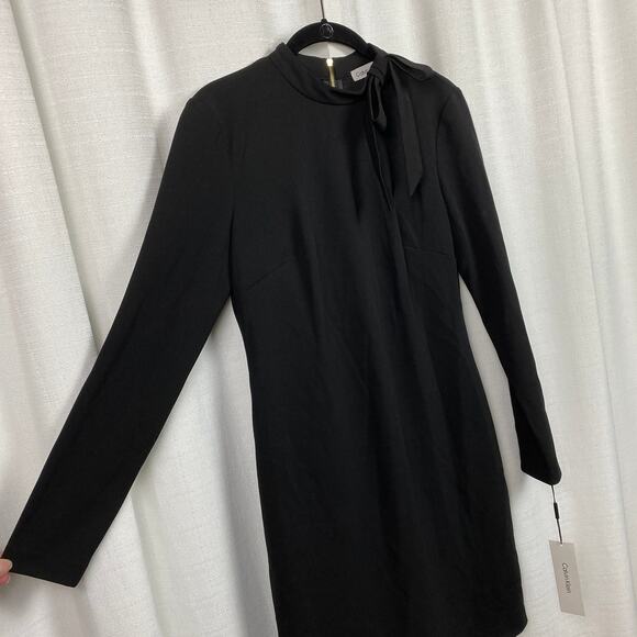 Calvin Klein Black Long Sleeve Shift Mini Dress Sz.6 NWT - Picture 10 of 16